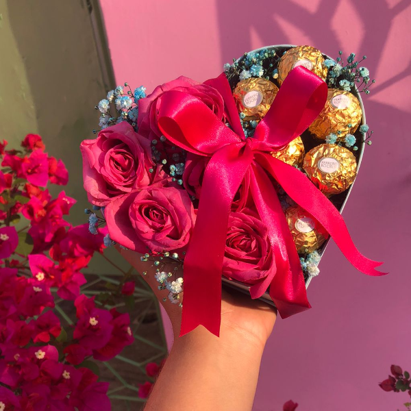 Box Corao - Rosas e Ferrero Rocher 